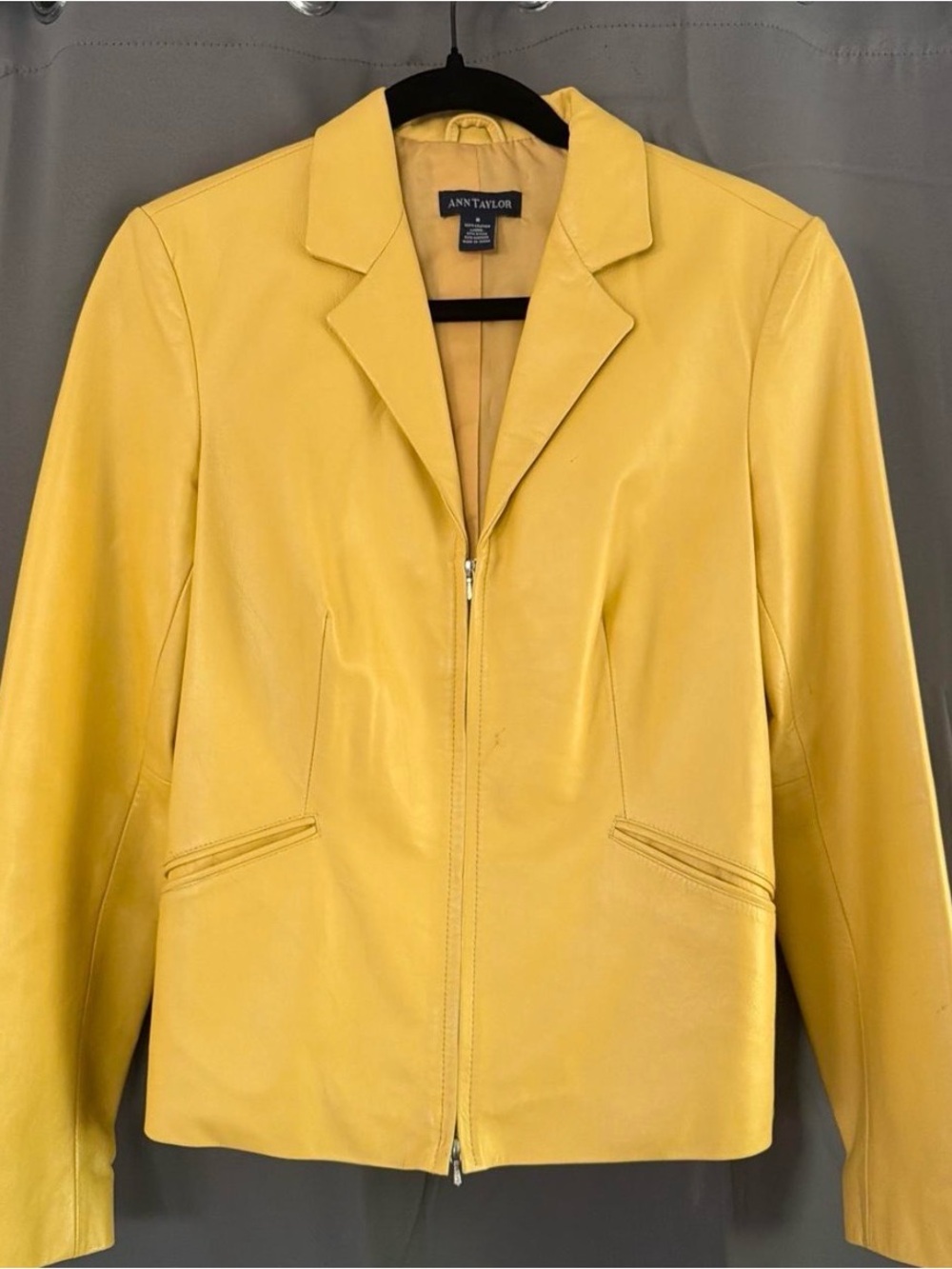 Ann Taylor Yellow Leather Zip Jacket